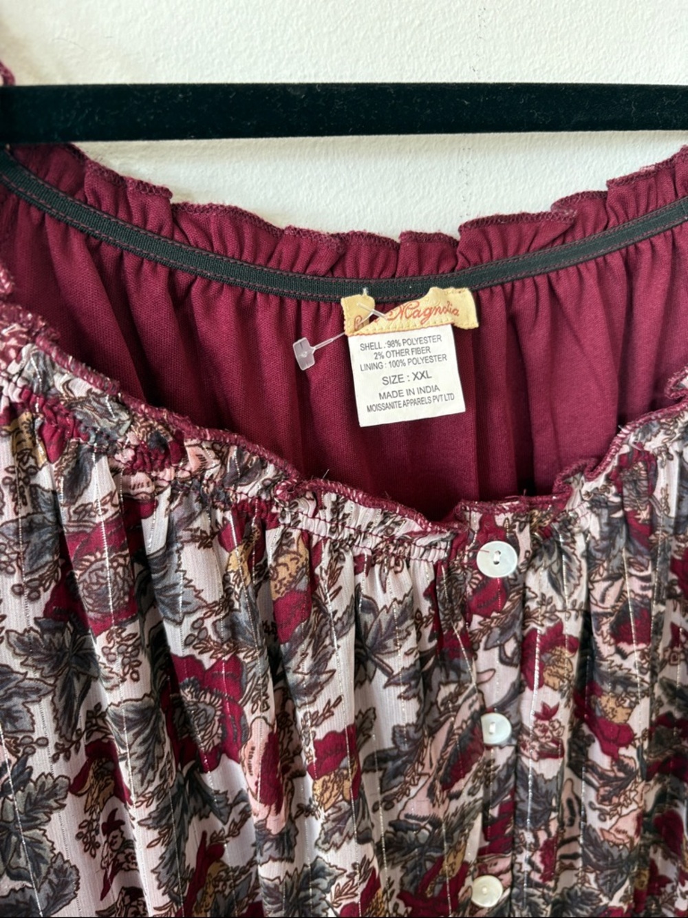 Sweet magnolia Boho Tiered Floral Maxi Dress in Burgundy paisley floral XXL - Picture 4 of 7